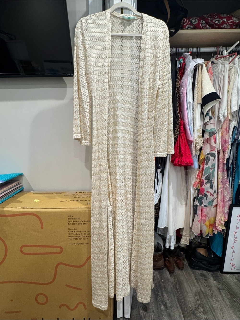 Melissa Odabash Cream Open-Knit Long Swim Coverup